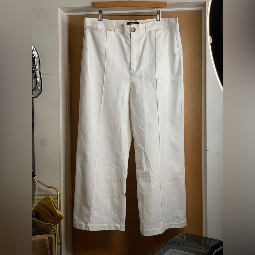 Brass White Wide-Leg Pants.  Size-18